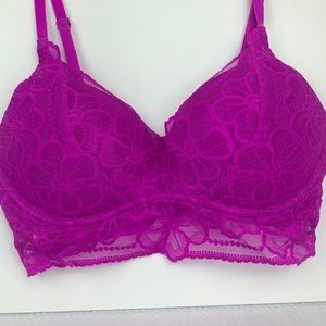 Victoria's Secret Neon Purple Floral Lace Push Up Bralette Size Small (AA-C)